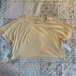 peach roxy cropped t-shirt